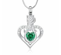 Minicremation Collier urne funéraire en forme de cœur pour femme - Bijou de crémation infini avec pierre de naissance - Médaillon en cristal - Pendentif commémoratif pour un être cher, Acier