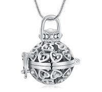 Minicremation Collier urne funéraire en forme de cœur pour femme - Cloche creuse - Diffuseur de parfum d'huiles essentielles - Bijou commémoratif pour cendres humaines/animaux domestiques, Acier