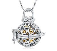Minicremation Collier urne funéraire en forme de cœur pour femme - Cloche creuse - Diffuseur de parfum d'huiles essentielles - Bijou commémoratif pour cendres humaines/animaux domestiques, Acier