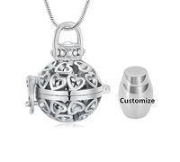Minicremation Collier urne funéraire en forme de cœur pour femme - Cloche creuse - Diffuseur de parfum d'huiles essentielles - Bijou commémoratif pour cendres humaines/animaux domestiques, Acier