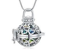 Minicremation Collier urne funéraire en forme de cœur pour femme - Cloche creuse - Diffuseur de parfum d'huiles essentielles - Bijou commémoratif pour cendres humaines/animaux domestiques, Acier