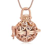 Minicremation Collier urne funéraire en forme de cœur pour femme - Cloche creuse - Diffuseur de parfum d'huiles essentielles - Bijou commémoratif pour cendres humaines/animaux domestiques, Acier