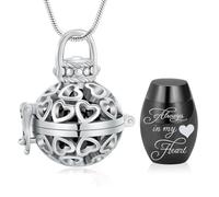 Minicremation Collier urne funéraire en forme de cœur pour femme - Cloche creuse - Diffuseur de parfum d'huiles essentielles - Bijou commémoratif pour cendres humaines/animaux domestiques, Acier