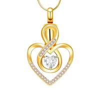 Minicremation Collier urne funéraire en forme de cœur pour femme, médaillon souvenir avec pierre de naissance pour humain/animal domestique, Acier inoxydable, Pas de gemme