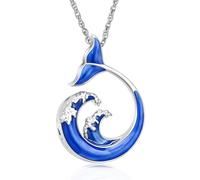Minicremation Collier urne funéraire en forme de vague pour cendres, collier avec pendentif urne funéraire, cadeau de fête des mères, collier pour femme, Acier inoxydable, Zircone cubique