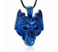 Minicremation Collier urne Viking en forme de tête de loup pour cendres - Pendentif funéraire en acier inoxydable - Pour homme, Acier inoxydable, Pas de gemme