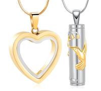 Minicremation Lot de 2 bijoux funéraires en forme de cœur pour cendres cylindriques en forme de colibri en acier inoxydable, Acier inoxydable, Pas de gemme