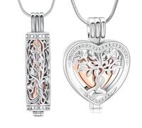 Minicremation Lot de 2 colliers funéraires cylindriques pour cendres funéraires en forme de cœur en cristal pour homme et femme