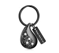 Minicremation Porte-clés urne en forme de goutte pour cendres de crémation - Bijoux d'arbre de vie - Porte-clés urne souvenir pour humain/animal domestique - Pour vos proches, Acier inoxydable, Pas de