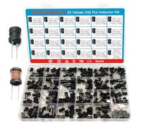 Minidodoca 25 valeurs 242 pcs Kit d'inducteurs 1uH à 100mH DIP Radial Power Choke Inductors Assortiment Kit Bobine de Cuivre Courant nominal Résistance DC Compartiment individuel
