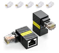 Minidodoca Lot de 2 rallonges Ethernet Cat6 Rotation à 360° Adaptateur d'extension Cat5 Cat6 Angle droit Réseau LAN RJ45 Mâle vers Femelle Connecteur (RJ45 RightAngle)