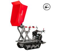 Minidumper à chenilles avec élévateur à ciseaux hydraulique benne 800kg 13CH 6+2R vitesses démarrage électrique Torros MRDS800H6E