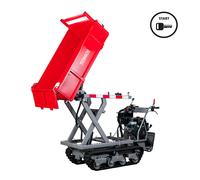 Minidumper à chenilles avec élévateur à ciseaux hydraulique benne plateau 800kg 13CH 6+2R vitesses démarrage électrique Torros MRPS800H6E