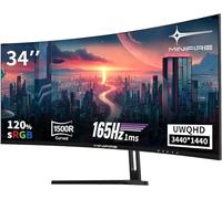 Minifire Écran PC Gaming Incurvé 34 Pouces, 2K UWQHD(3440x1440),1ms MPRT, 165Hz(DP), 100Hz(HDMI), AMD FreeSync, Moniteur Gaming 1500R, VA Panel, 2xHDMI 2.0/2xDP 1.4 Ports(MFG34C5Q câble DP Inclus)