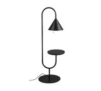 MINIFORMS lampadaire OZZ avec étagère (H 130 cm - Metallo laccato nero e frassino nero)
