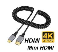 MINIHDMI Câble en Spirale Flexible, 4K - 60HZ, 0.5-2.4m, Micro Mini Compatible HDMI vers HDMI, Mini HDMI, Extension Enroulée, Prise Mâle vers Mâle ""Nipseyteko