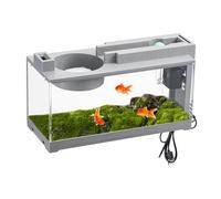 Minii Fish Tank - Beta Fish Tank | Small Fish Tank | Tabletop Display Decoration, Desktop Aquarium, Decorative Retro Quiet Small Fish Tank with Air Pump, For Betta Fish, Shrimp, Goldfishh, Turtle