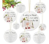 MiniInflat Lot de 12 décorations de Noël chrétiennes en céramique pour femmes, amies, sœurs en Christ, verset de la Bible avec sac en flanelle, cadeaux religieux, cadeaux basés sur la foi