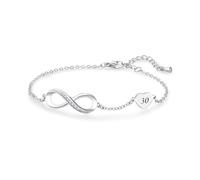MiniJewelry Bracelet à breloques en forme de cœur avec infini en argent - Cadeau pour fille, femme, maman, sœur, petite-fille, grand-mère, meilleure amie - Chaîne réglable - Numéro porte-bonheur