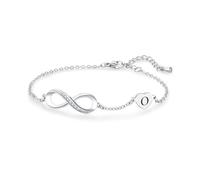 MiniJewelry Bracelet argenté avec initiale infinie de A à Z en forme de cœur - Cadeau de Noël ou d'anniversaire - Cadeau pour femme et fille - Bracelet réglable en acier inoxydable avec breloques en