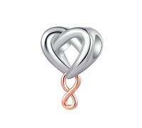 MiniJewelry Breloque bicolore ajourée en forme de cœur compatible avec les bracelets à breloques Pandora, taille unique, Cuivre, Pas de gemme