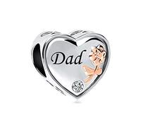 MiniJewelry Breloque en forme de cœur en or rose compatible avec bracelets Pandora - Perles argentées pour tante, neveu, nièce, famille, maman, sœur, anniversaire