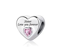 MiniJewelry Breloque en forme de cœur pour bracelets compatibles avec les bracelets Pandora - Cadeau pour femme, fille, petite-fille, famille, Noël, anniversaire, papa, maman, grand-mère, fille, Love