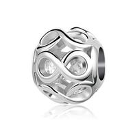 MiniJewelry Breloque Infinity en argent compatible avec les bracelets à breloques Pandora pour sœur, anniversaire, famille, fille, anniversaire, Cuivre Zircone cubique, Zircone cubique