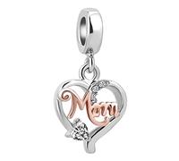 MiniJewelry Breloques en forme de cœur pour bracelets et colliers,Argent et or rose,Cadeau pour mère, maman, fille, fils, mari, fête des mères, Cuivre Zircone cubique, Pas de gemme