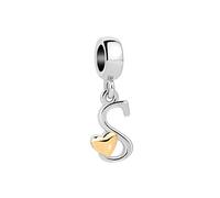 MiniJewelry Breloques en forme de lettre initiale de A à Z pour bracelets Pandora Moments Amour Cœur Nom Alphabet Anniversaire Amitié Noël Famille Femmes Filles, Cuivre Zircone cubique, Pas de gemme