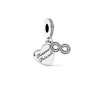 MiniJewelry Forever Friends Breloque en forme de cœur avec infini en argent sterling pour bracelets Pandora