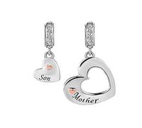 MiniJewelry Lot de 2 breloques en forme de cœur pour bracelets Pandora, amitié, meilleurs amis, mère, fils, sœur, nièce, tante, épouse, mari, taille unique, Cuivre, Pas de gemme