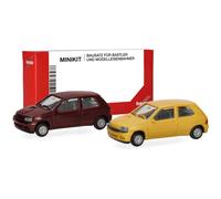 MiniKit Renault Clio 16V, jaune/rouge, 1991 - HERPA 012171-002 - HO 1/87