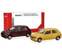 MiniKit Renault Clio 16V, jaune/rouge, 1991 - HERPA 012171-002 - HO 1/87