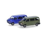 Minikit Volkswagen T4 Bus, vert olive/bleu outremer - HERPA 012805-002 - HO 1/87