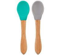 MinikOiOi Messbecher - Blaugrün/Staubgrau 101060006 Silikonlöffel mit Bambusgriff (2er-Pack)