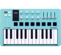 Arturia MiniLab Contrôleur de clavier MIDI USB 3-25 touches avec 8 pads de batterie multicolores, 8 boutons et logiciel de production musicale inclus, aigue-marine