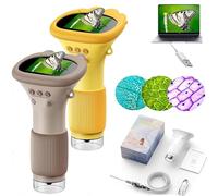 Minilabbies Microscope, 200x Zoom Mini Labbies Microscope for Kids 8-12, Mini Digital Microscope for Kids, Pro-Advanced Portable Handheld Microscope, Pocket Digital Magnifying Glass (Yellow+Brow)