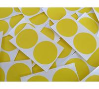Minilabel 50 mm (5,1 cm) ronde circulaire Étiquettes autocollantes Pois, cercles coloré Stickers - Jaune (Lot de 50)