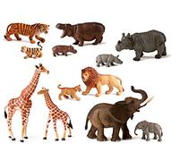 Miniland Figures Of Wild Animals + Babies 12 Units Multicolore