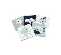 Miniland - Cartes Flash pour bébés : Ensemble sensoriel de 5 Cartes Souples et contrastées, Stimulation visuelle dès la Naissance (océan)