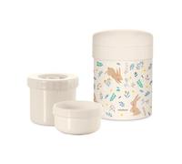 Miniland - Contenant Isotherme Bébé pour Repas 745 ml avec 2 Contenants Hermétiques, Acier Inoxydable, Conservation de la Température, Compatible Chauffage, Sans BPA | Thermetic Rabbit