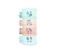 Miniland - Doseur de Lait en Poudre Bébé Milky On The Go Dreamland, Ouverture Latérale, 4 Compartiments Empilables de 120 ml, Hermétique et Compact