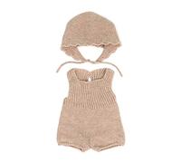 Miniland Dolls - Ensemble de vêtements tricotés fabriqués avec des matériaux recyclés pour bébé de 38 cm - Modèle : Peigne et Bonnet Beige