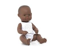 Miniland Dolls : Poupée bébé Africaine Fille de 32 cm en Vinyle Doux Présenté avec vêtements intérieurs dans Une boîte Cadeau (31354)