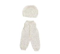 Miniland Ensemble Beige en Tricot pour poupée de 40 cm. Barboteuse et Bonnet. Fabriqué en Espagne avec Textile recyclé. Miniland Dolls.