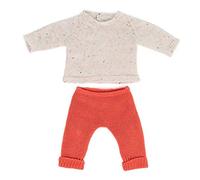 Miniland Ensemble de vêtements en Tricot pour poupées Dolls en matériaux recyclés pour poupées de 38 cm Modèle : Pull et Pantalon, Blanc et Corail