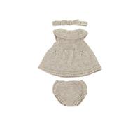 Miniland - Ensemble de vêtements en Tricot recyclé pour poupée de 32 cm Miniland Dolls - Robe et Bande, Beige, 31653