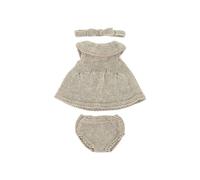 Miniland - Ensemble de vêtements en Tricot recyclé pour poupée de 32 cm Miniland Dolls - Robe et Bandeau, Beige, 31653