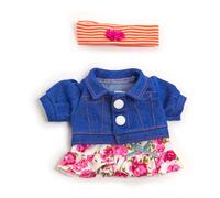 Miniland Ensemble mi-Saison pour poupée 21 cm. Veste en Jean et Jupe à Fleurs.
